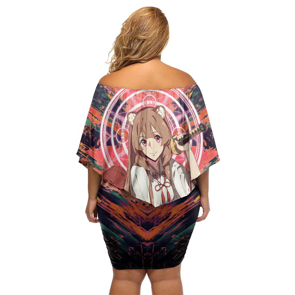 Raphtalia The Rising of the Shield Hero Off Shoulder Short Dress with Magical Circle Effects and Energetic Battle Pose - The Mazicc