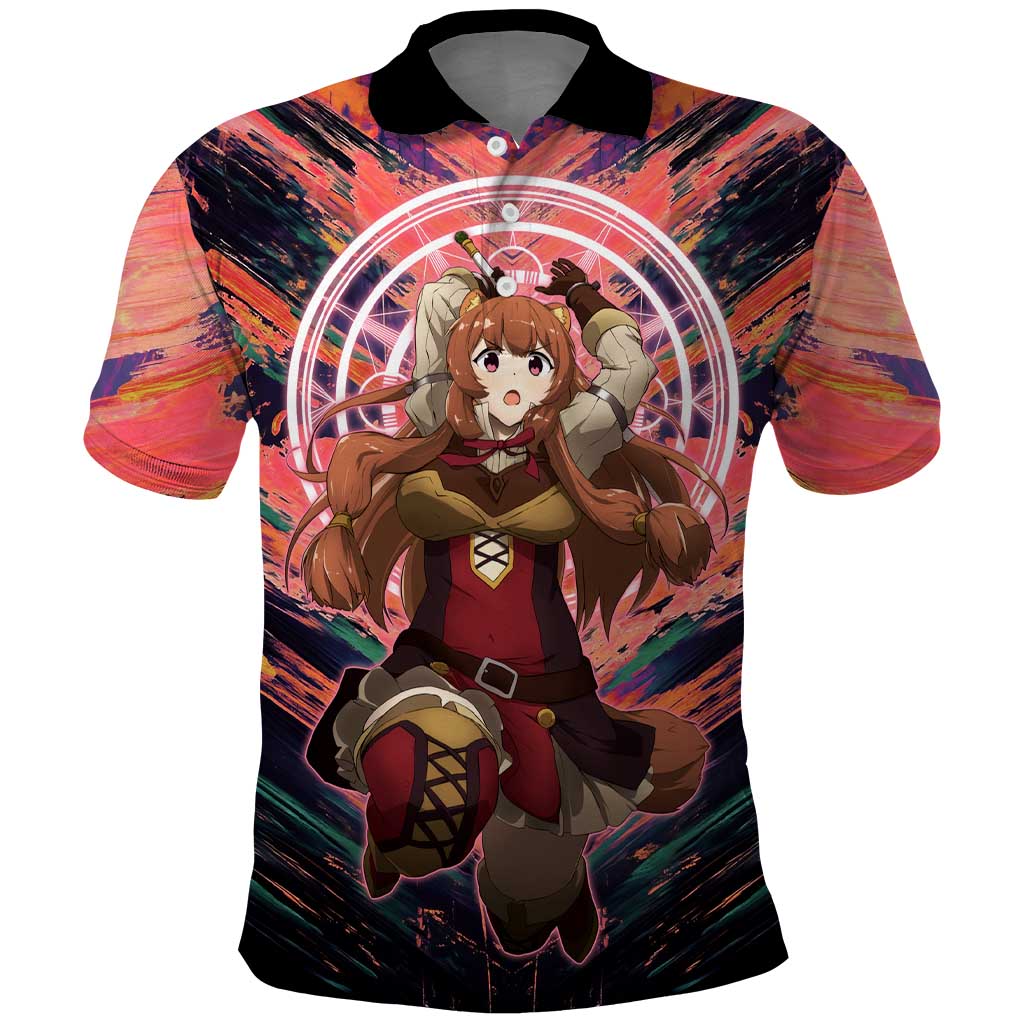 Raphtalia The Rising of the Shield Hero Polo Shirt with Magical Circle Effects and Energetic Battle Pose - The Mazicc