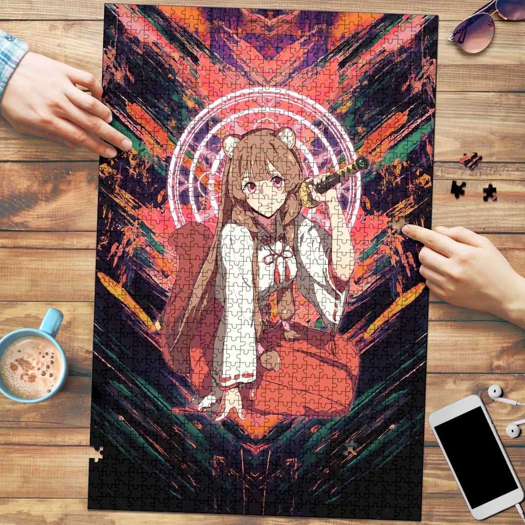 Raphtalia The Rising of the Shield Hero Puzzle with Magical Circle Effects and Energetic Battle Pose - The Mazicc