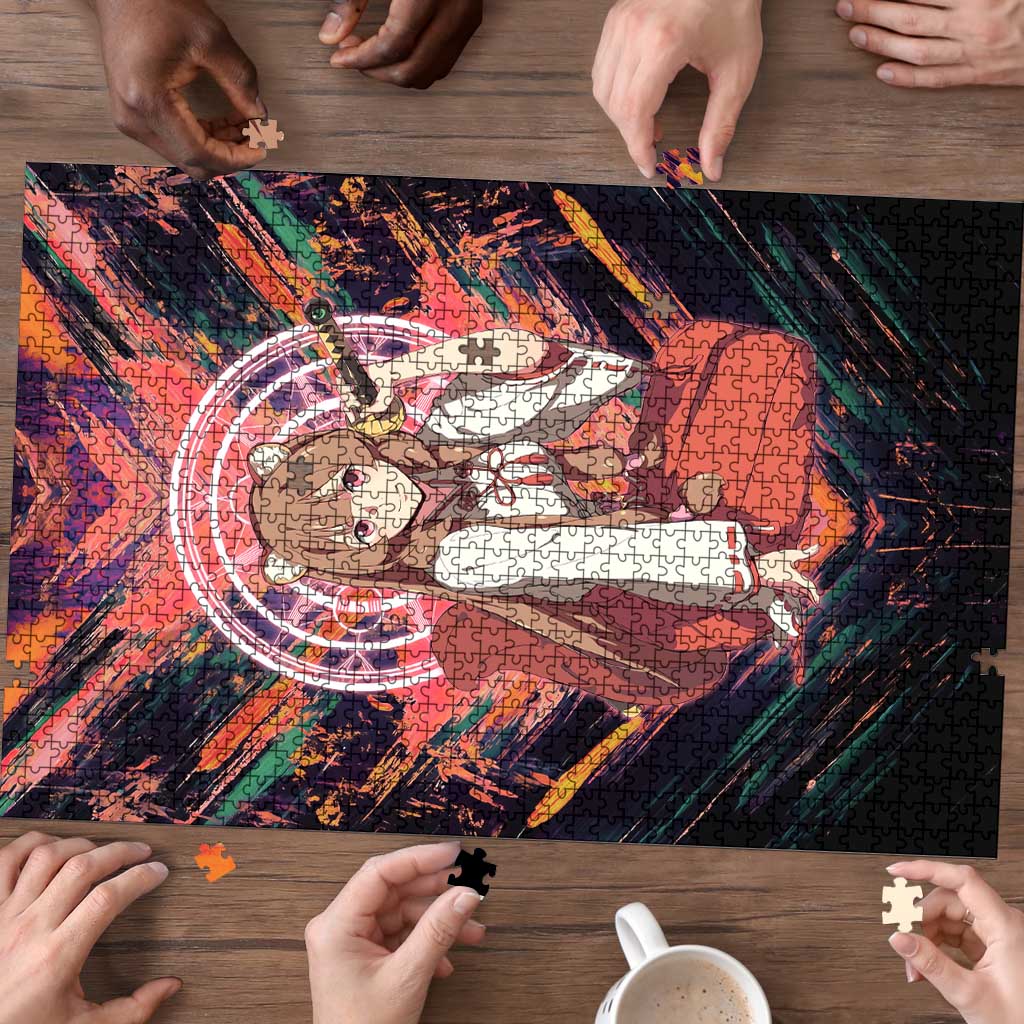 Raphtalia The Rising of the Shield Hero Puzzle with Magical Circle Effects and Energetic Battle Pose - The Mazicc