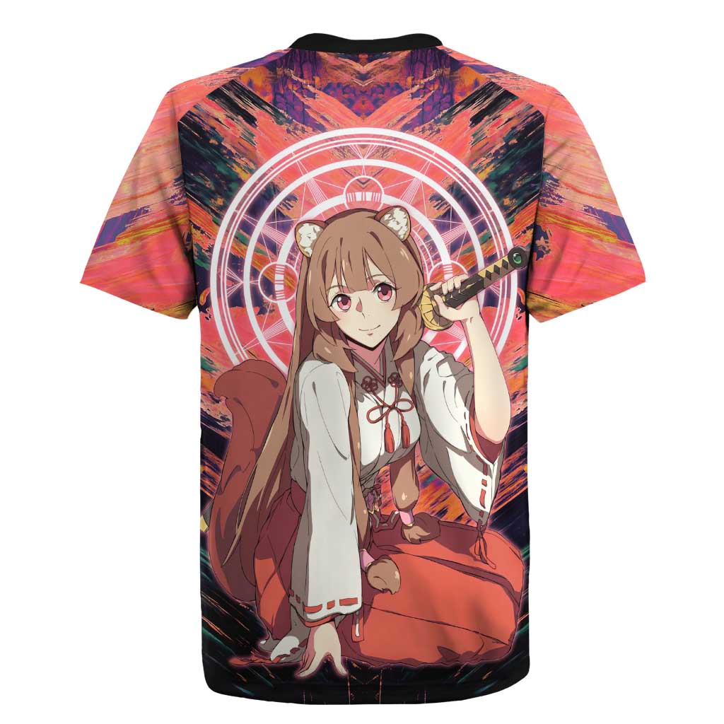 Raphtalia The Rising of the Shield Hero Rugby Jersey with Magical Circle Effects and Energetic Battle Pose - The Mazicc