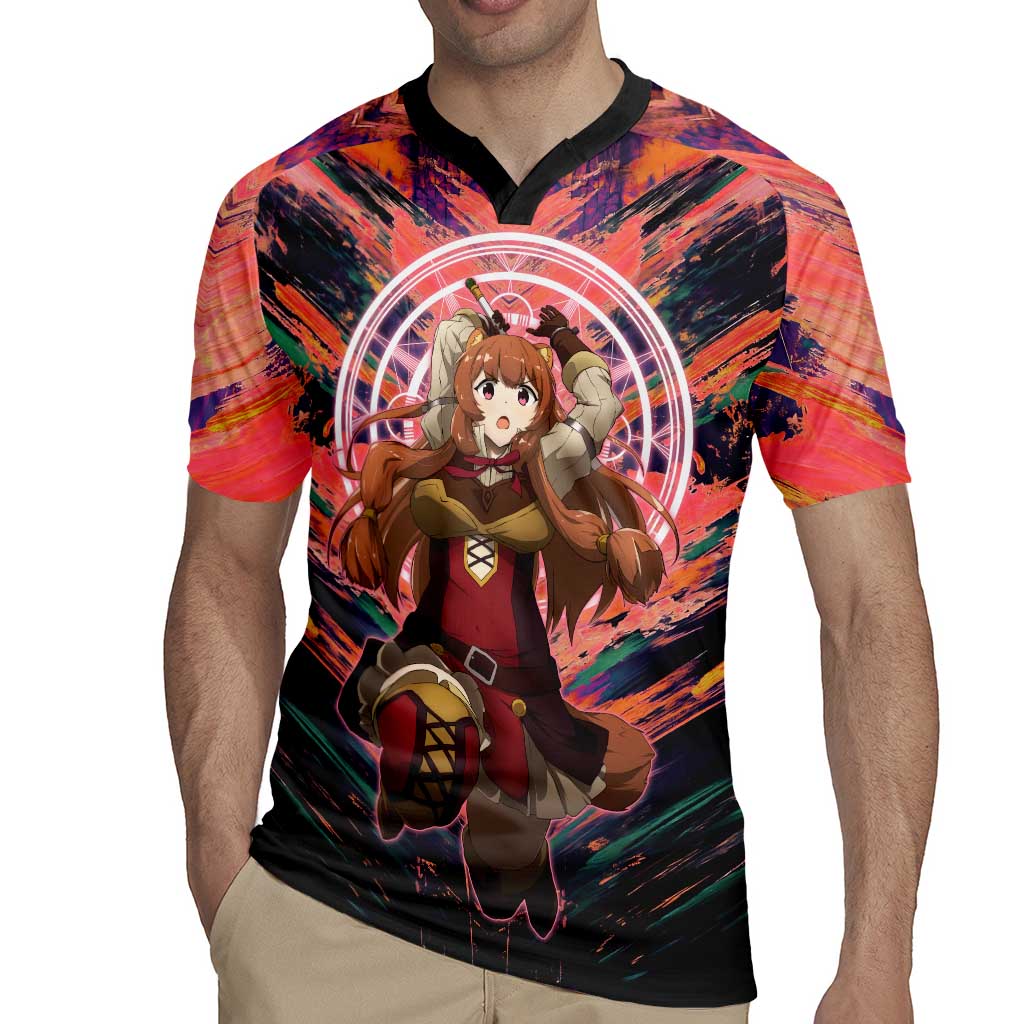 Raphtalia The Rising of the Shield Hero Rugby Jersey with Magical Circle Effects and Energetic Battle Pose - The Mazicc