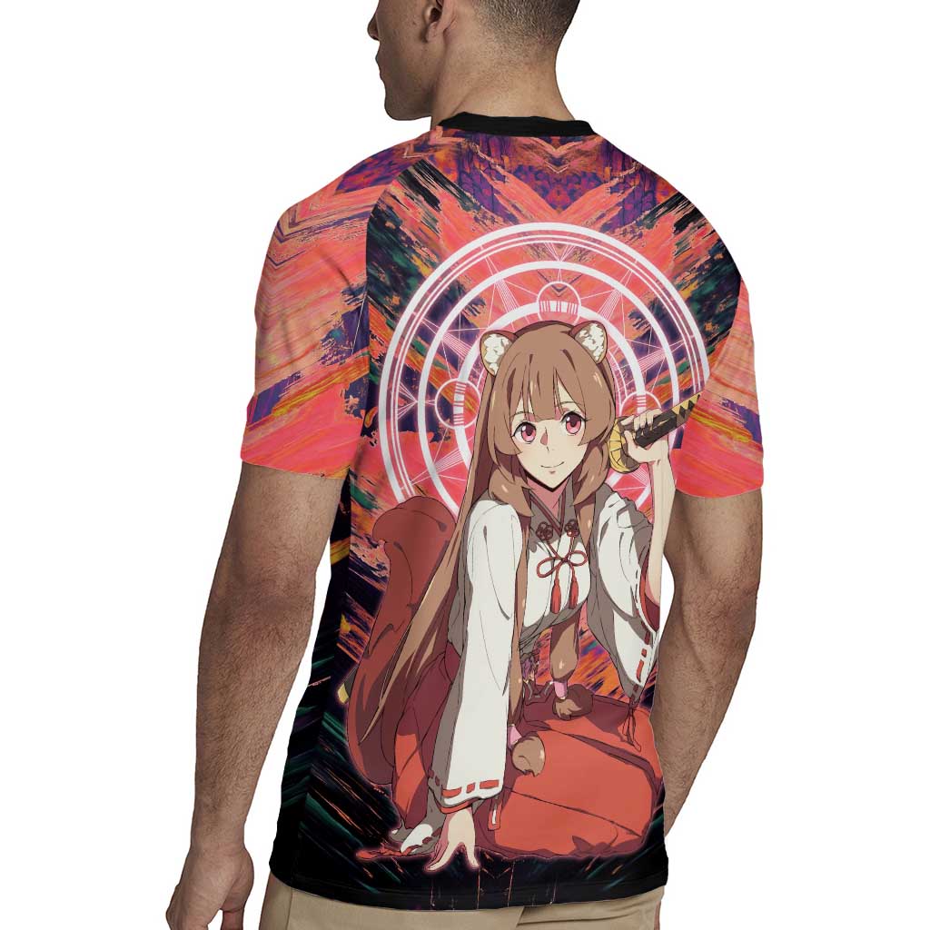 Raphtalia The Rising of the Shield Hero Rugby Jersey with Magical Circle Effects and Energetic Battle Pose - The Mazicc