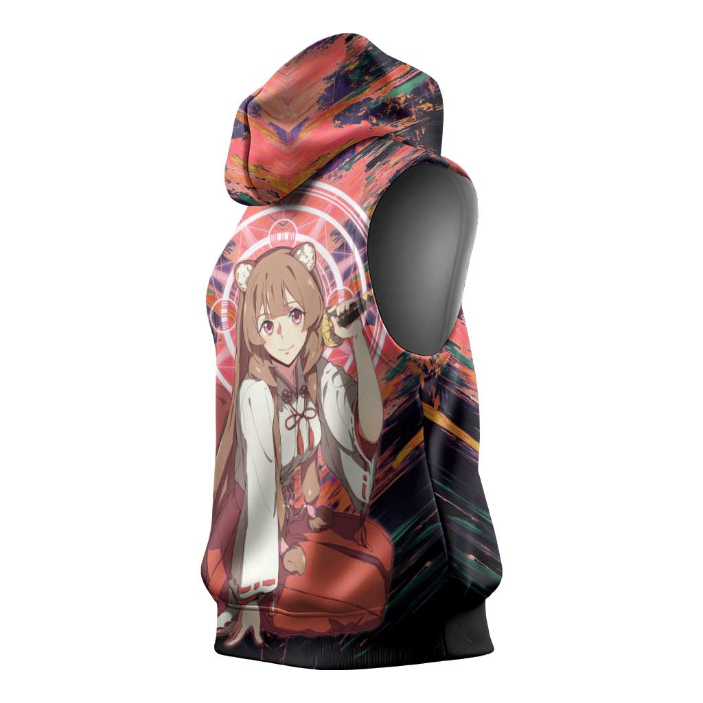 Raphtalia The Rising of the Shield Hero Sleeveless Hoodie with Magical Circle Effects and Energetic Battle Pose - The Mazicc