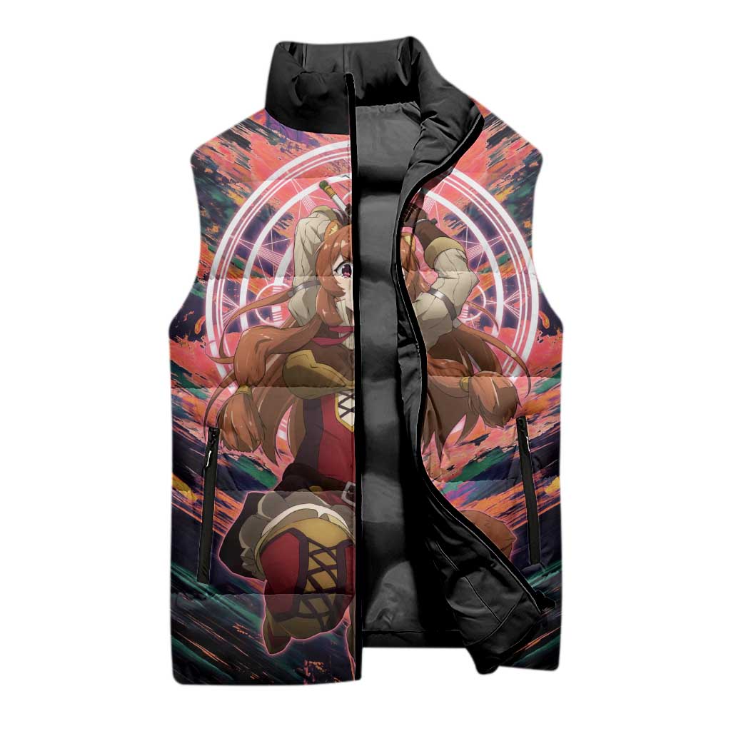 Raphtalia The Rising of the Shield Hero Sleeveless Puffer Jacket with Magical Circle Effects and Energetic Battle Pose - The Mazicc