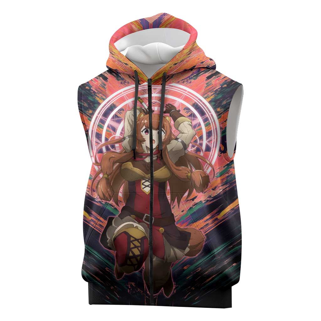 Raphtalia The Rising of the Shield Hero Sleeveless Zip Hoodie with Magical Circle Effects and Energetic Battle Pose - The Mazicc