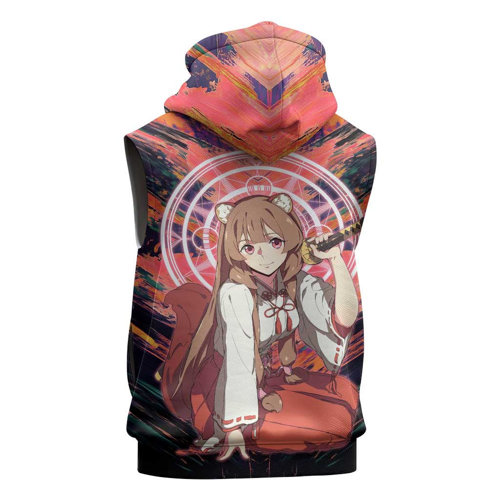 Raphtalia The Rising of the Shield Hero Sleeveless Zip Hoodie with Magical Circle Effects and Energetic Battle Pose - The Mazicc