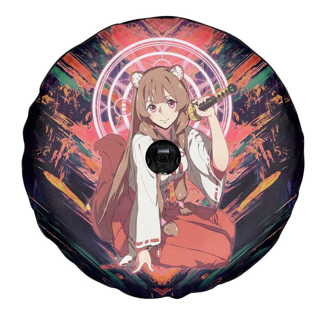 Raphtalia The Rising of the Shield Hero Spare Tire Cover with Magical Circle Effects and Energetic Battle Pose - The Mazicc
