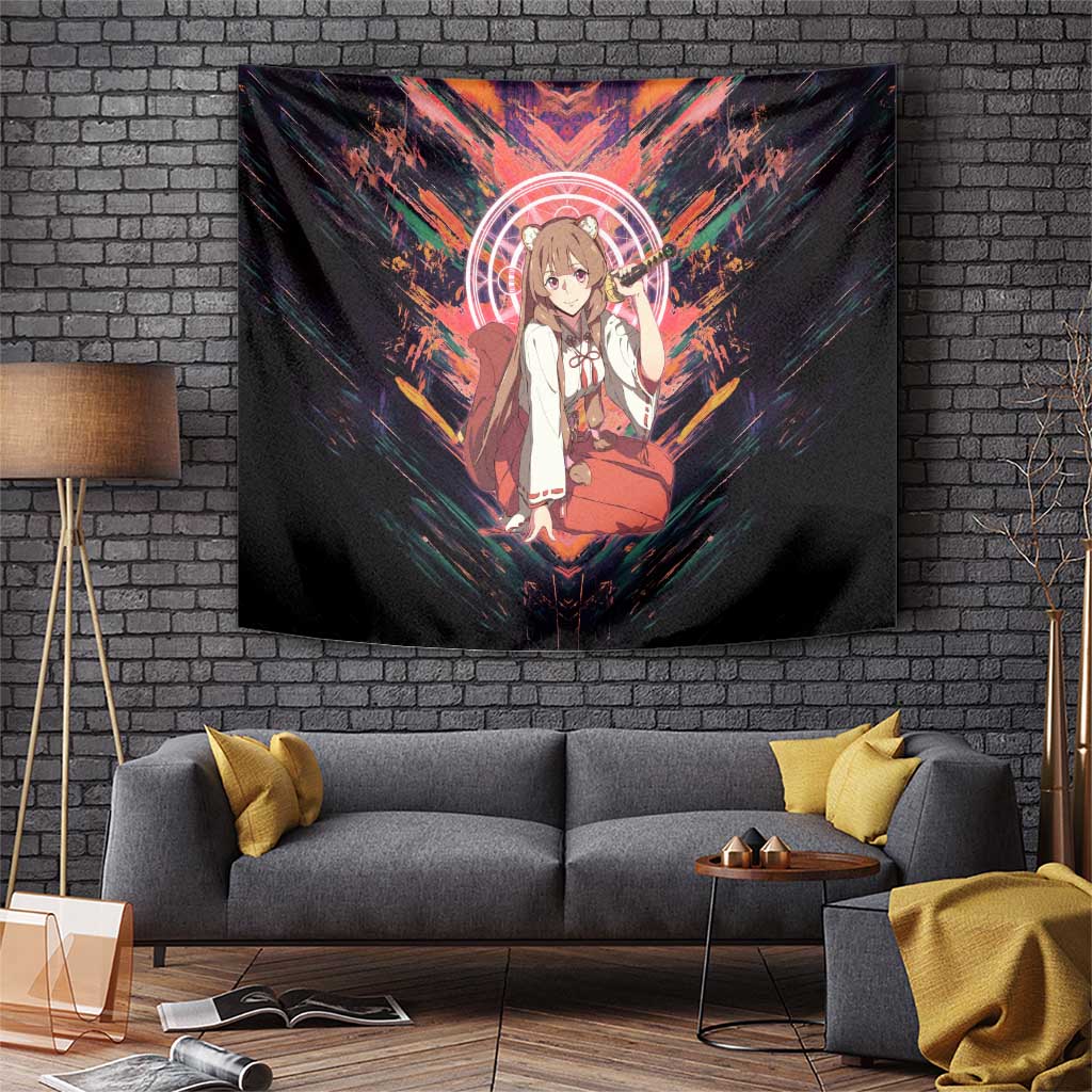 Raphtalia The Rising of the Shield Hero Tapestry with Magical Circle Effects and Energetic Battle Pose - The Mazicc