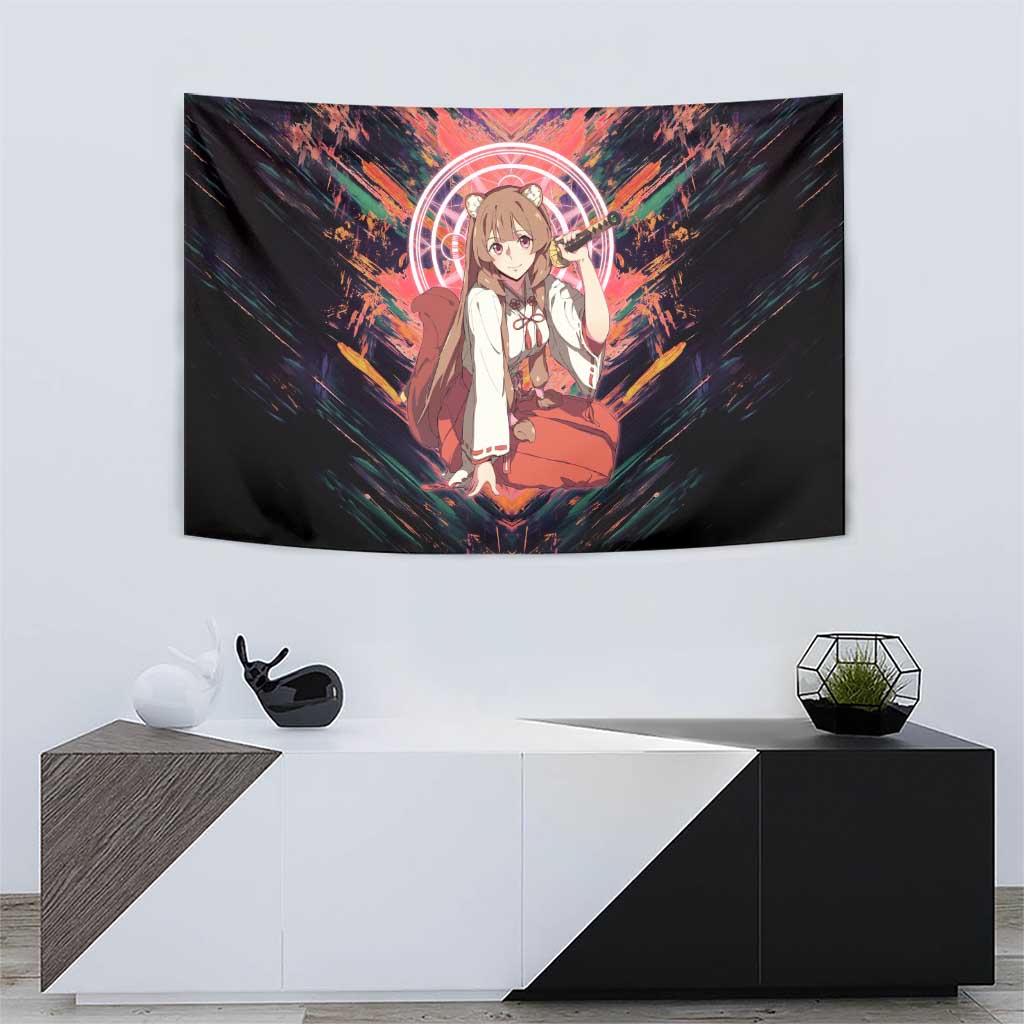 Raphtalia The Rising of the Shield Hero Tapestry with Magical Circle Effects and Energetic Battle Pose - The Mazicc