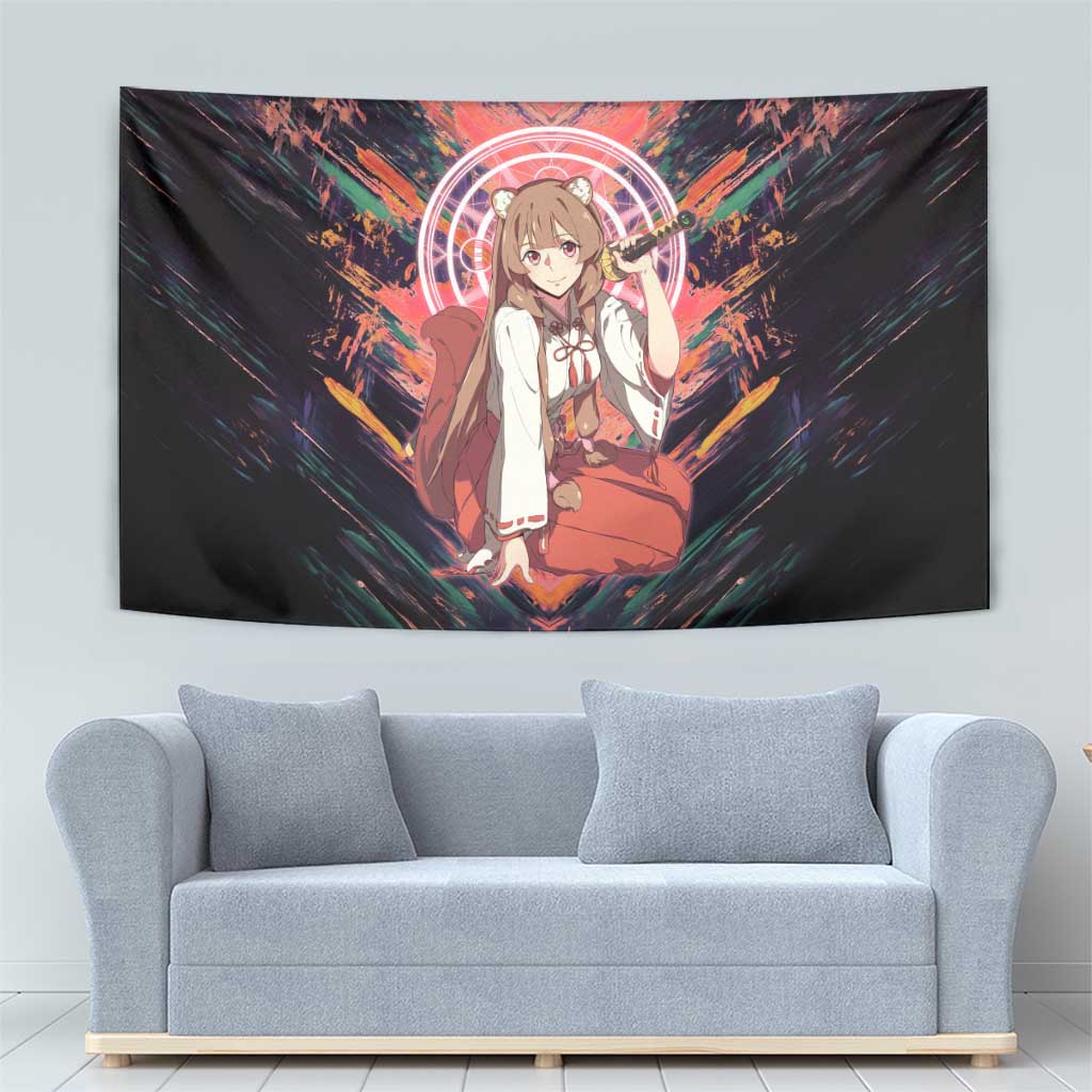 Raphtalia The Rising of the Shield Hero Tapestry with Magical Circle Effects and Energetic Battle Pose - The Mazicc