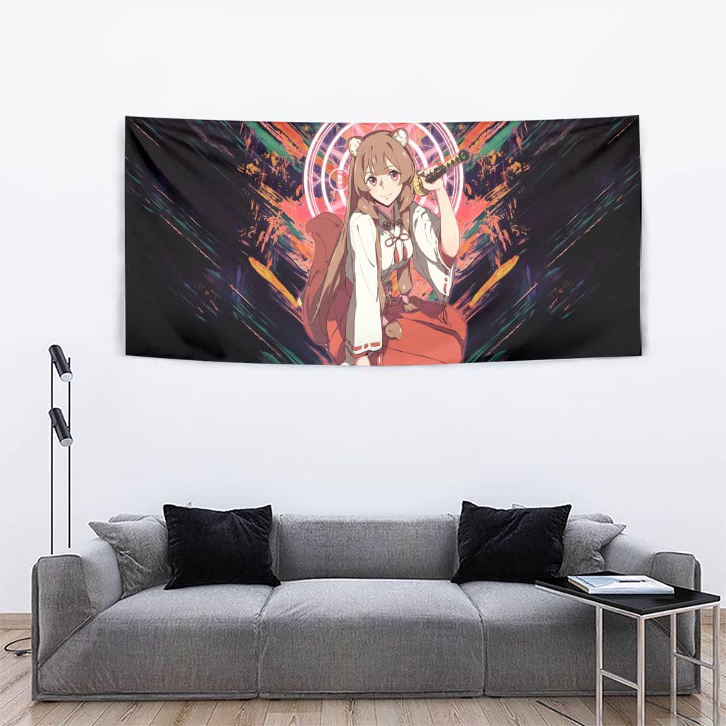 Raphtalia The Rising of the Shield Hero Tapestry with Magical Circle Effects and Energetic Battle Pose - The Mazicc