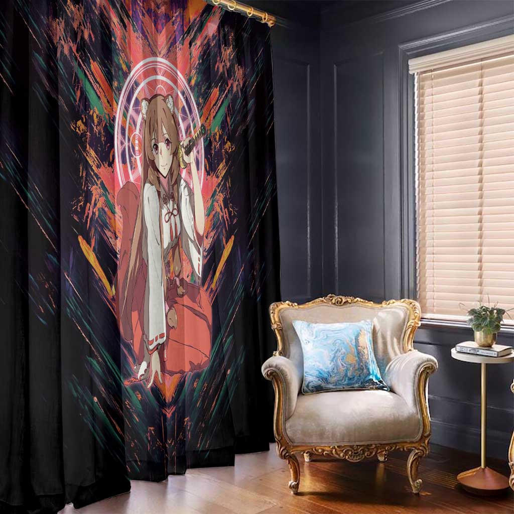Raphtalia The Rising of the Shield Hero Window Curtain with Magical Circle Effects and Energetic Battle Pose - The Mazicc