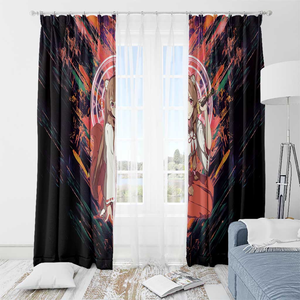Raphtalia The Rising of the Shield Hero Window Curtain with Magical Circle Effects and Energetic Battle Pose - The Mazicc