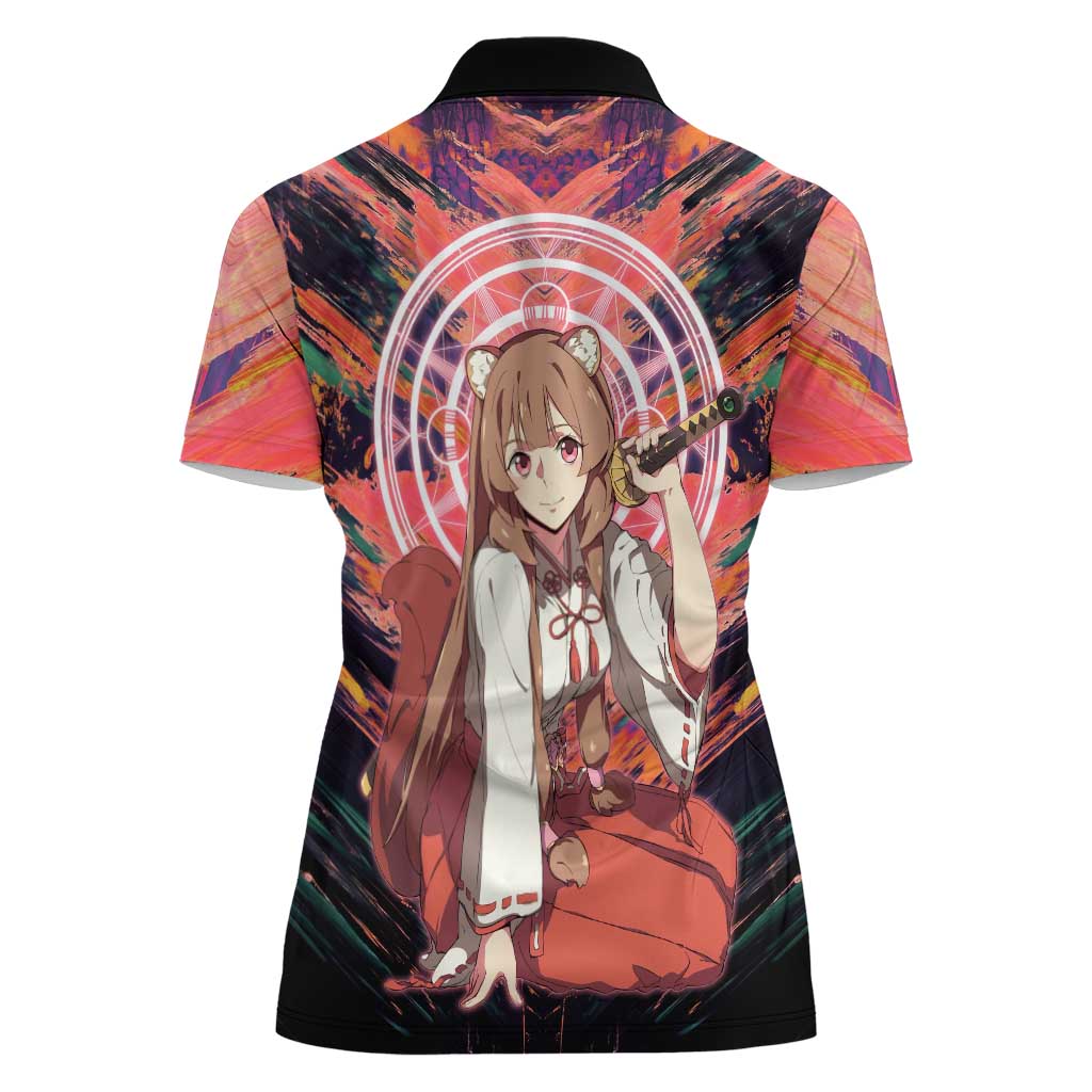 Raphtalia The Rising of the Shield Hero Women Polo Shirt with Magical Circle Effects and Energetic Battle Pose - The Mazicc