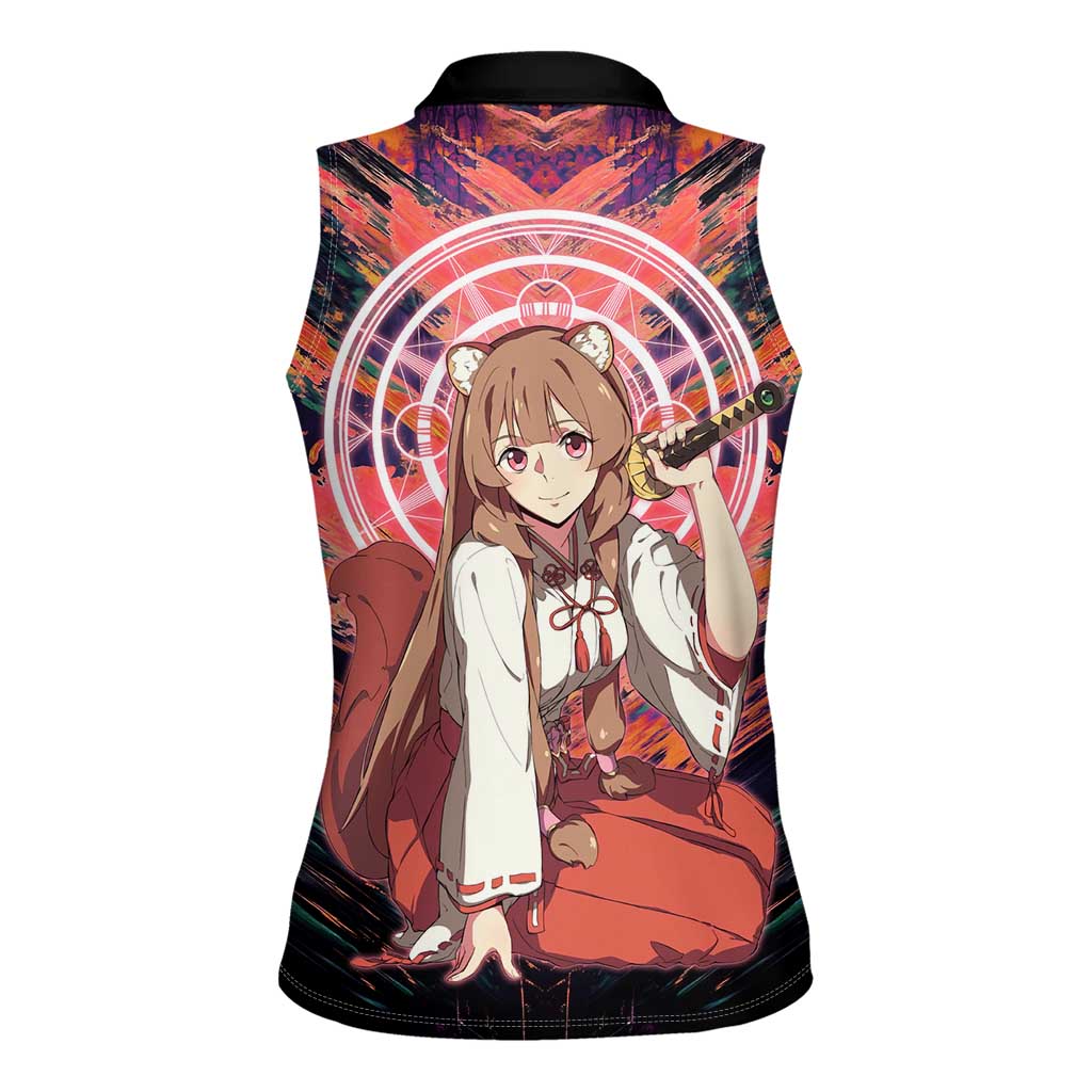Raphtalia The Rising of the Shield Hero Women Sleeveless Polo Shirt with Magical Circle Effects and Energetic Battle Pose - The Mazicc