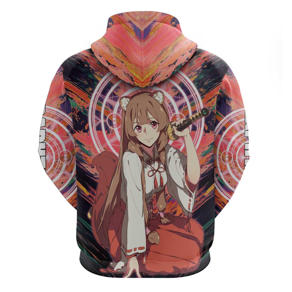 Raphtalia The Rising of the Shield Hero Zip Hoodie with Magical Circle Effects and Energetic Battle Pose - The Mazicc