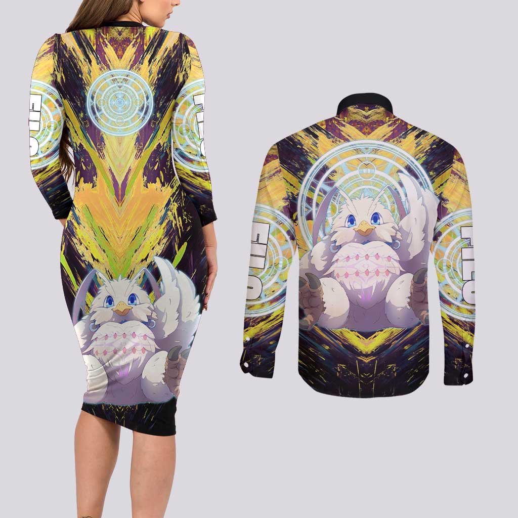 Filo The Rising of the Shield Hero Couples Matching Long Sleeve Bodycon Dress and Long Sleeve Button Shirt with Magical Aura and Dual Form Design - The Mazicc