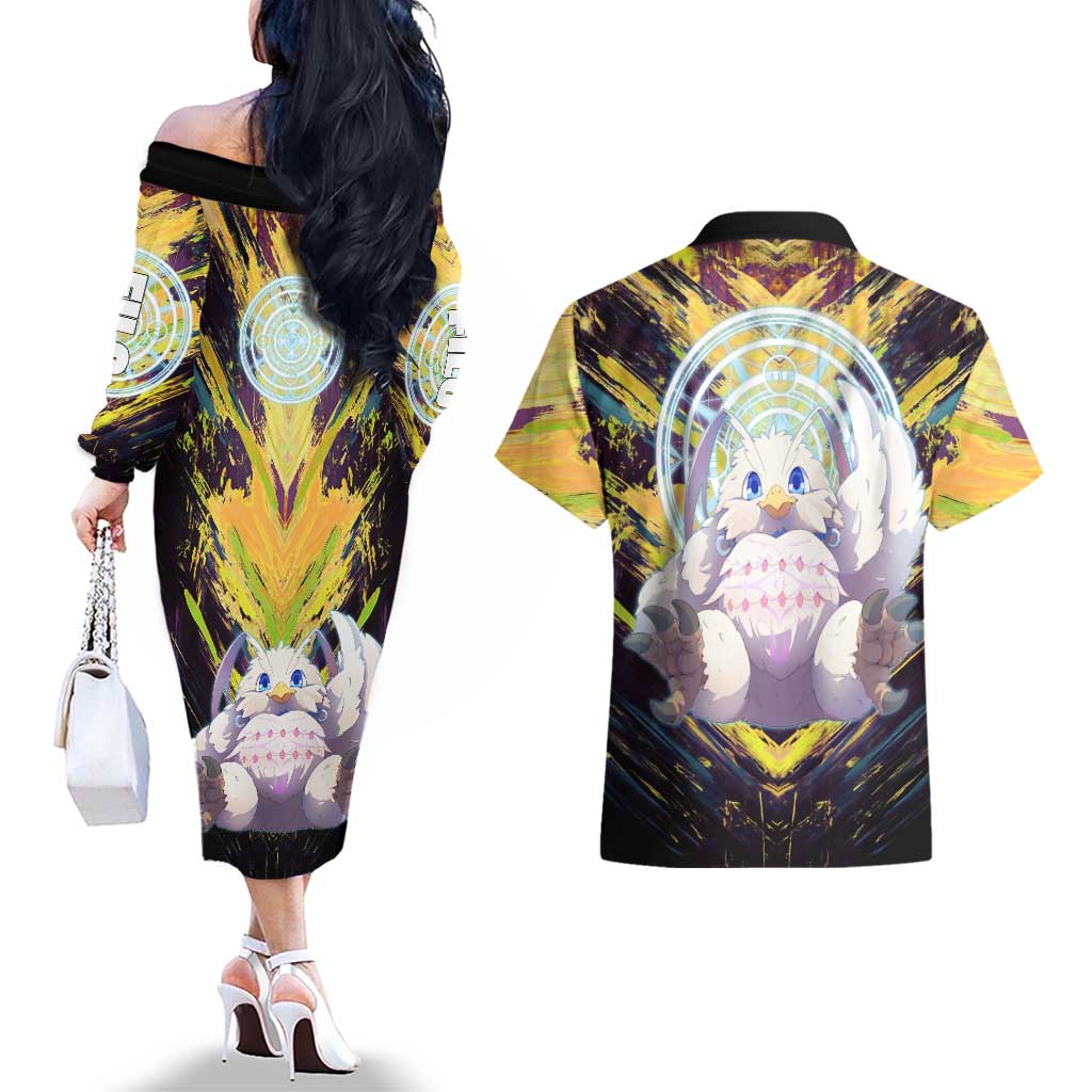 Filo The Rising of the Shield Hero Couples Matching Off The Shoulder Long Sleeve Dress and Hawaiian Shirt with Magical Aura and Dual Form Design - The Mazicc
