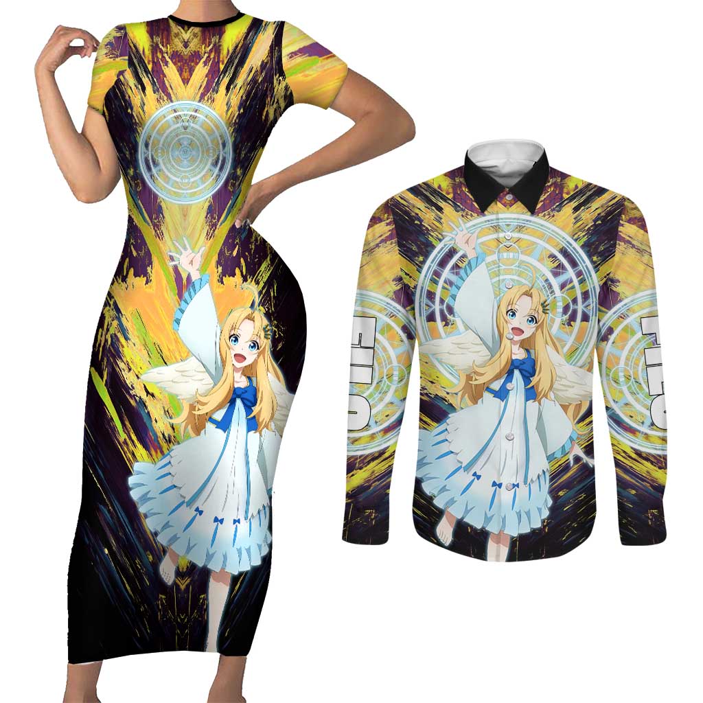 Filo The Rising of the Shield Hero Couples Matching Short Sleeve Bodycon Dress and Long Sleeve Button Shirt with Magical Aura and Dual Form Design - The Mazicc