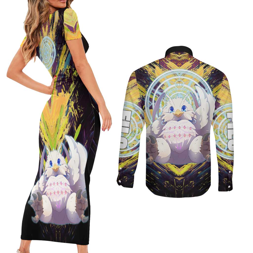 Filo The Rising of the Shield Hero Couples Matching Short Sleeve Bodycon Dress and Long Sleeve Button Shirt with Magical Aura and Dual Form Design - The Mazicc