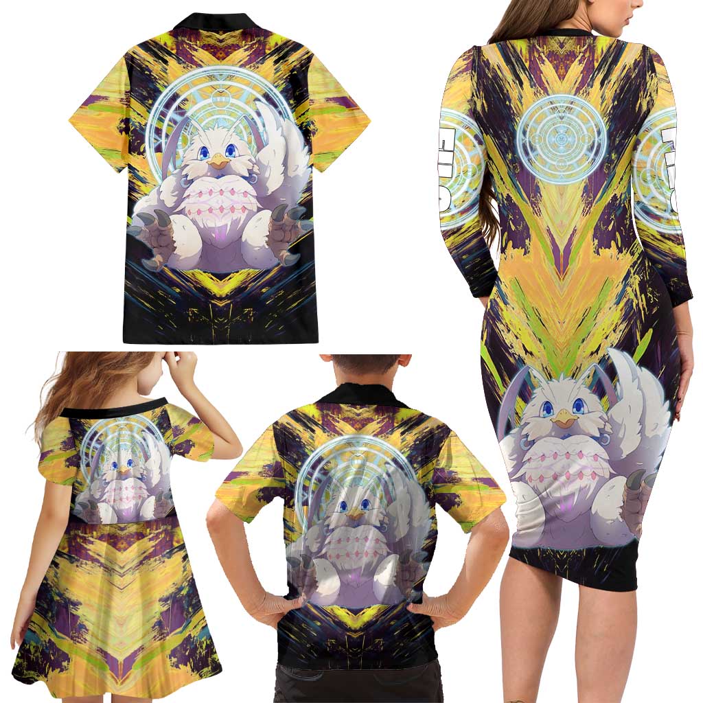 Filo The Rising of the Shield Hero Family Matching Long Sleeve Bodycon Dress and Hawaiian Shirt with Magical Aura and Dual Form Design