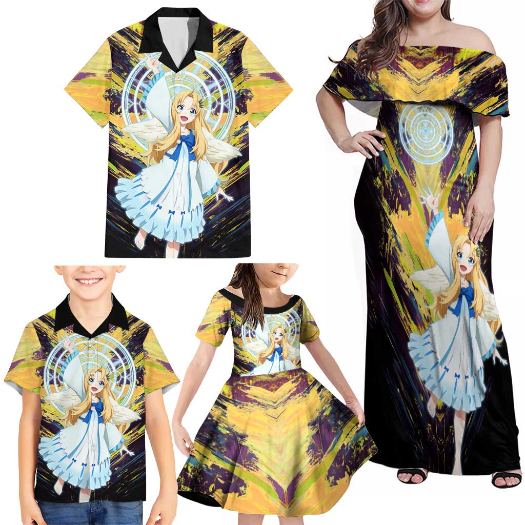 Filo The Rising of the Shield Hero Family Matching Off Shoulder Maxi Dress and Hawaiian Shirt with Magical Aura and Dual Form Design