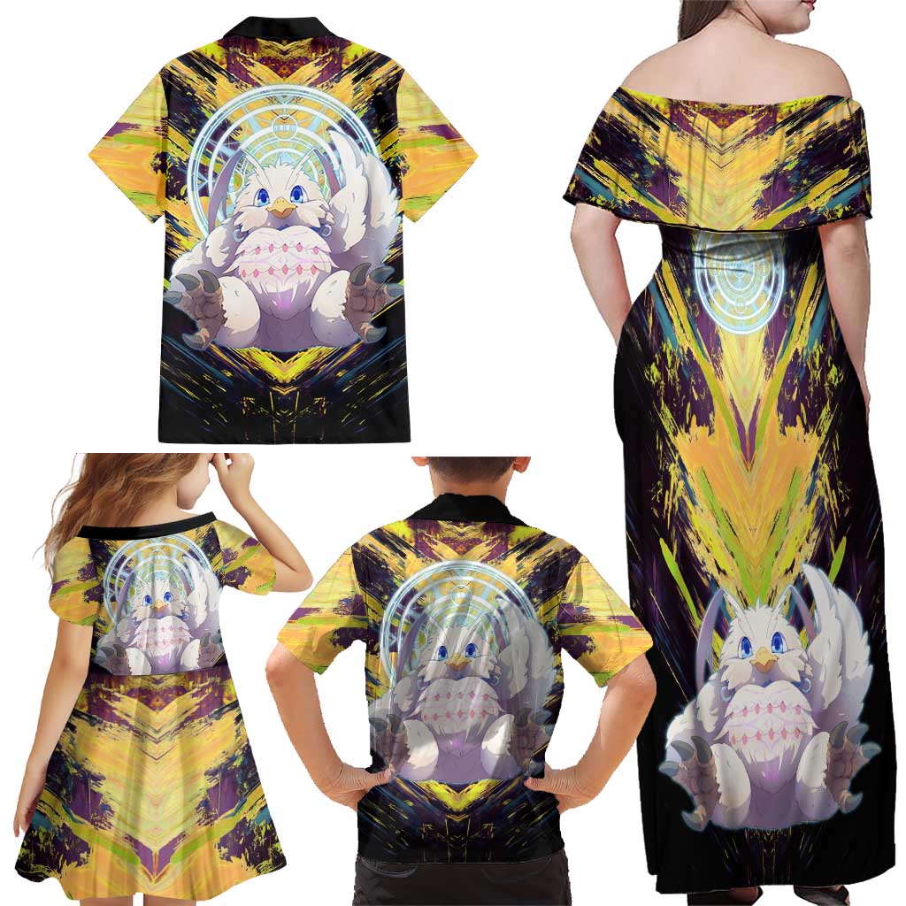 Filo The Rising of the Shield Hero Family Matching Off Shoulder Maxi Dress and Hawaiian Shirt with Magical Aura and Dual Form Design