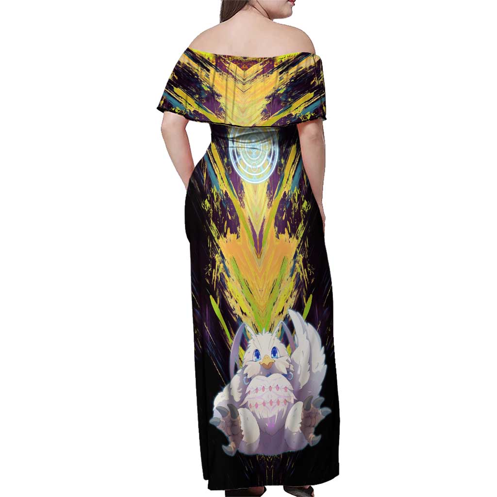 Filo The Rising of the Shield Hero Family Matching Off Shoulder Maxi Dress and Hawaiian Shirt with Magical Aura and Dual Form Design