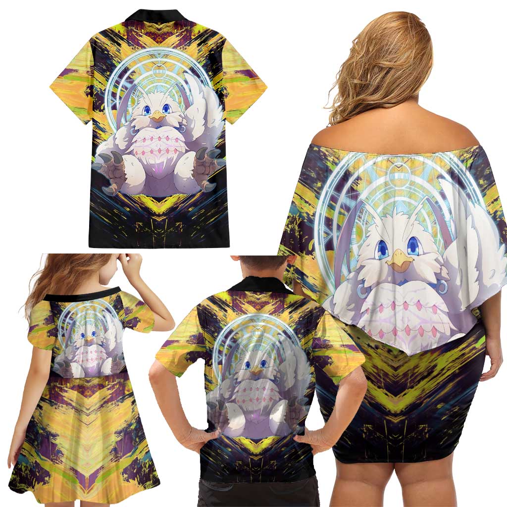 Filo The Rising of the Shield Hero Family Matching Off Shoulder Short Dress and Hawaiian Shirt with Magical Aura and Dual Form Design