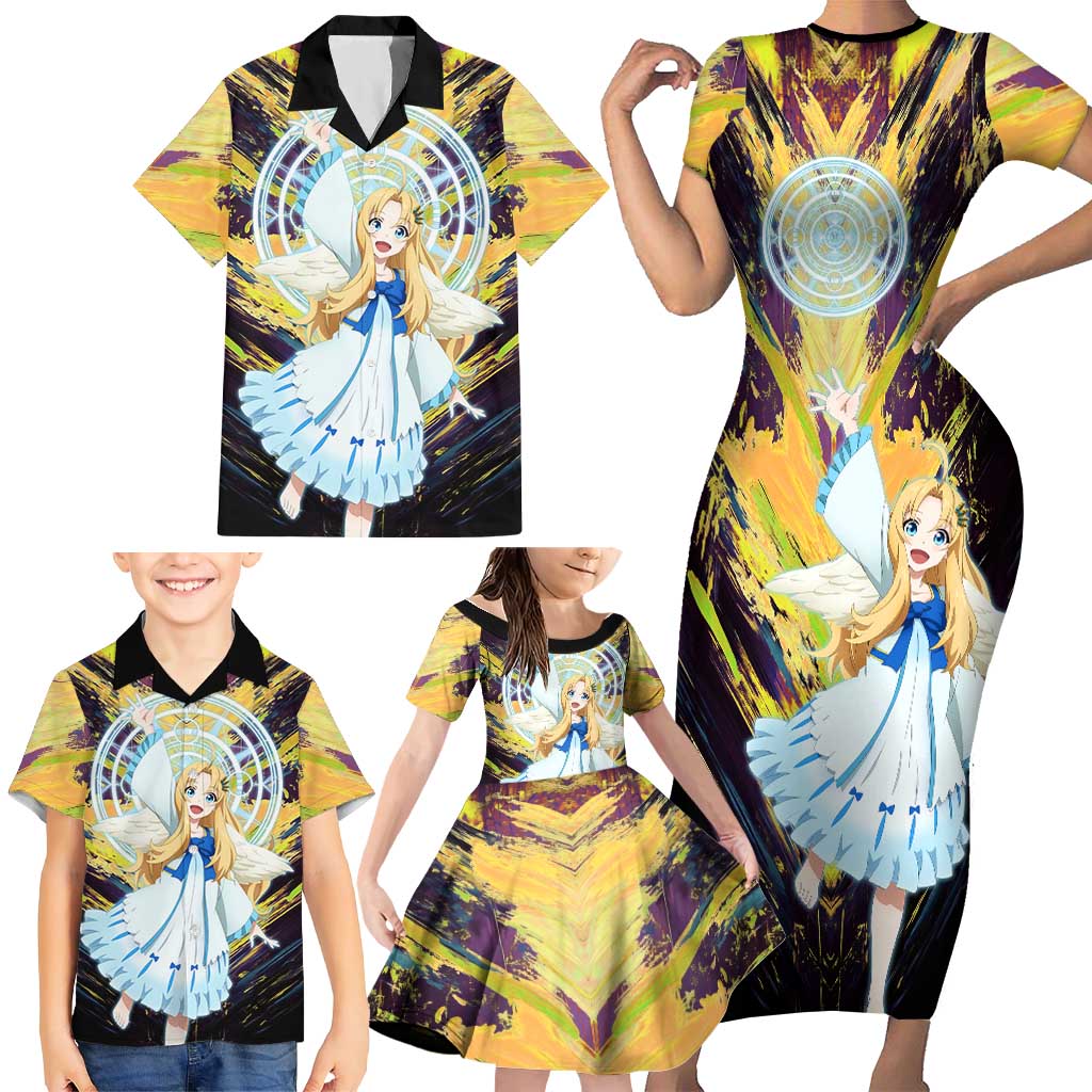 Filo The Rising of the Shield Hero Family Matching Short Sleeve Bodycon Dress and Hawaiian Shirt with Magical Aura and Dual Form Design