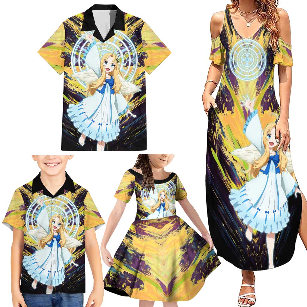 Filo The Rising of the Shield Hero Family Matching Summer Maxi Dress and Hawaiian Shirt with Magical Aura and Dual Form Design