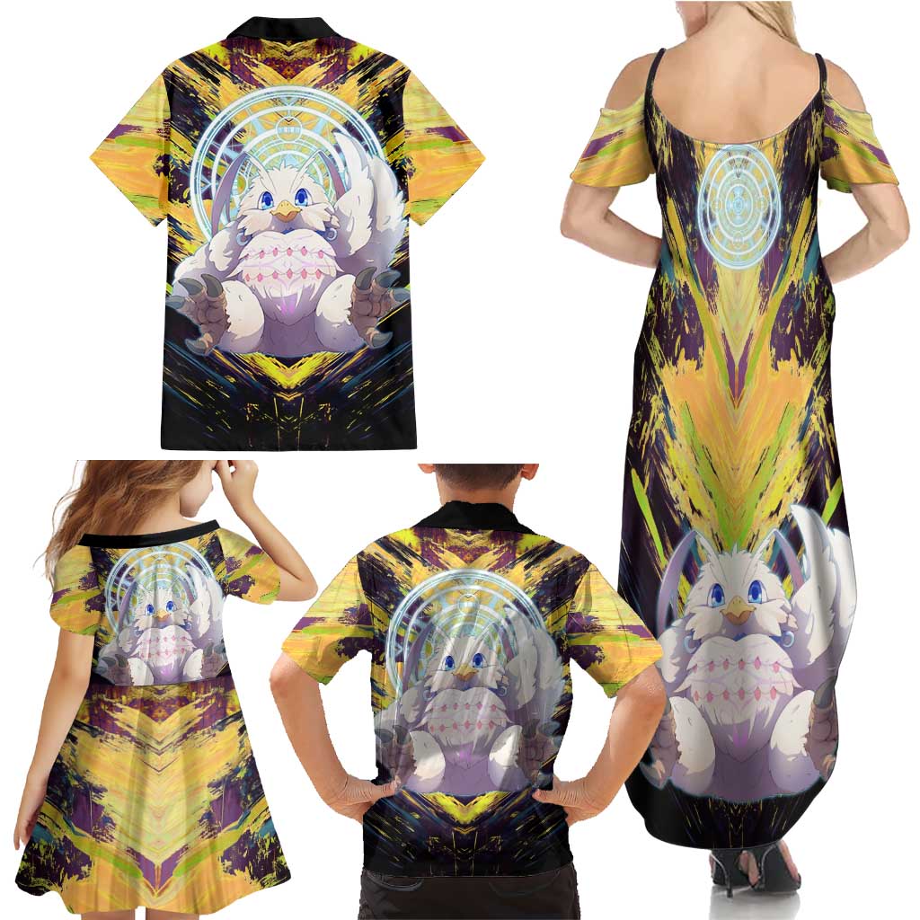 Filo The Rising of the Shield Hero Family Matching Summer Maxi Dress and Hawaiian Shirt with Magical Aura and Dual Form Design