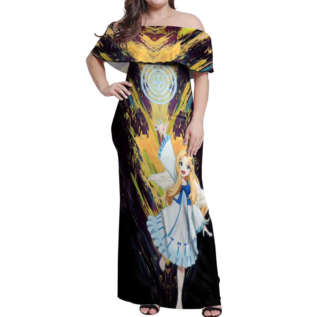 Filo The Rising of the Shield Hero Off Shoulder Maxi Dress with Magical Aura and Dual Form Design - The Mazicc