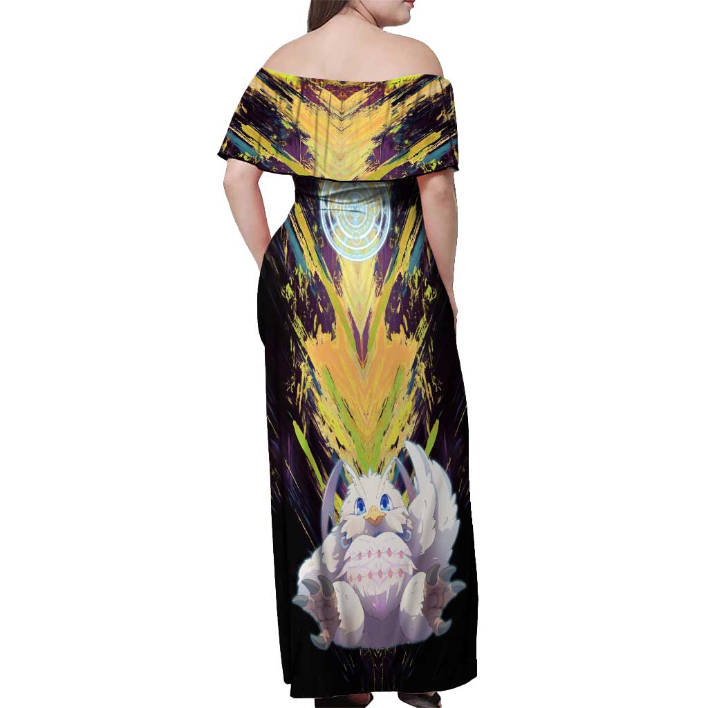Filo The Rising of the Shield Hero Off Shoulder Maxi Dress with Magical Aura and Dual Form Design - The Mazicc