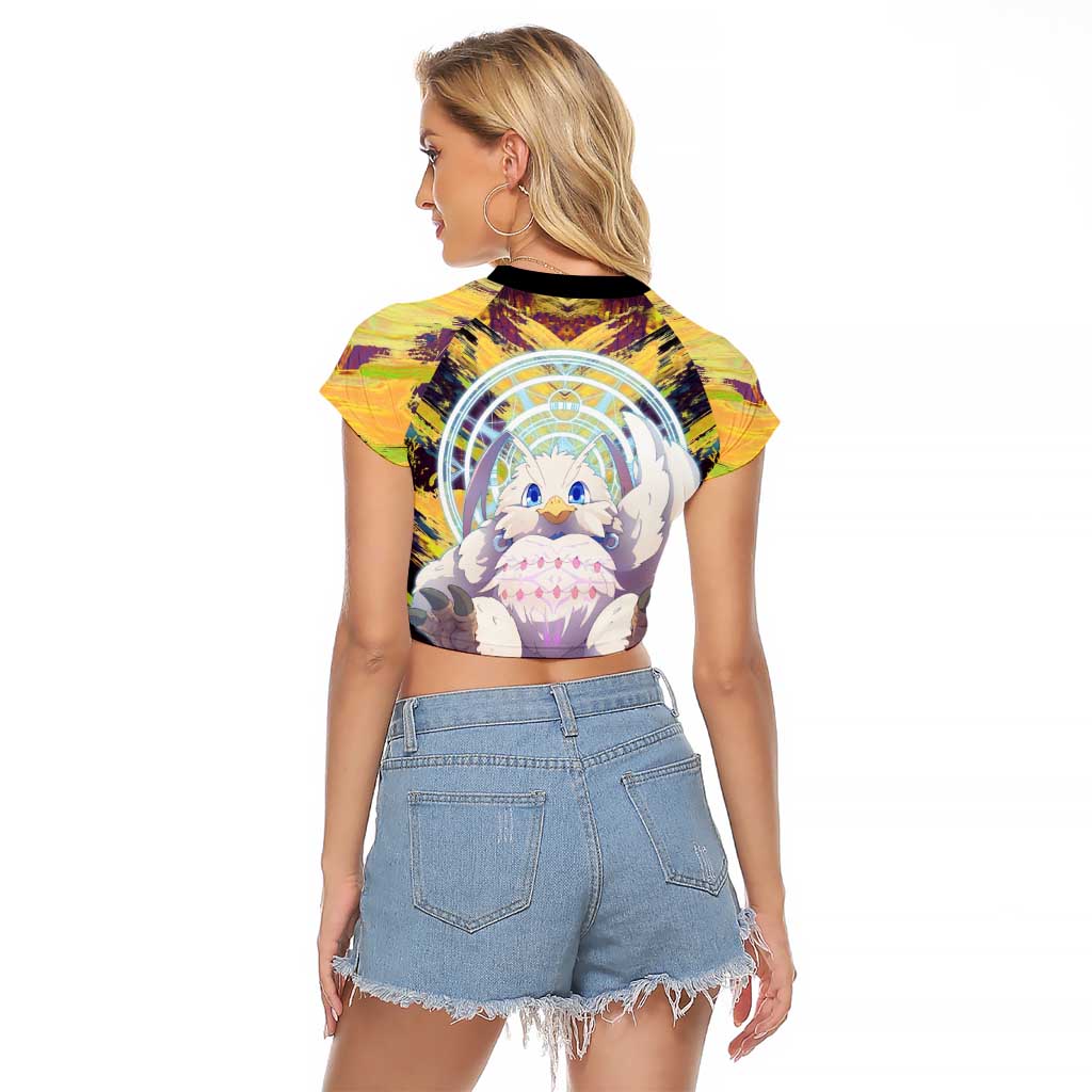 Filo The Rising of the Shield Hero Raglan Cropped T Shirt with Magical Aura and Dual Form Design - The Mazicc