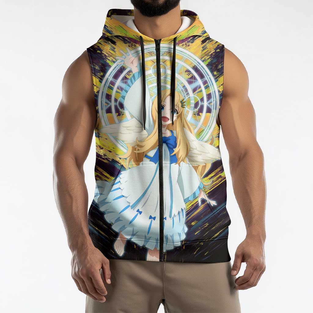 Filo The Rising of the Shield Hero Sleeveless Zip Hoodie with Magical Aura and Dual Form Design - The Mazicc