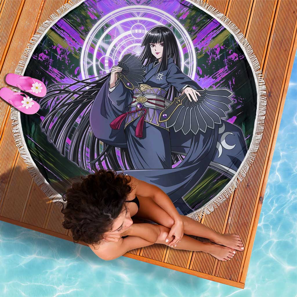 Glass The Rising of the Shield Hero Beach Blanket with Elegant Battle Kimono and Spirit Energy Circle Design - The Mazicc