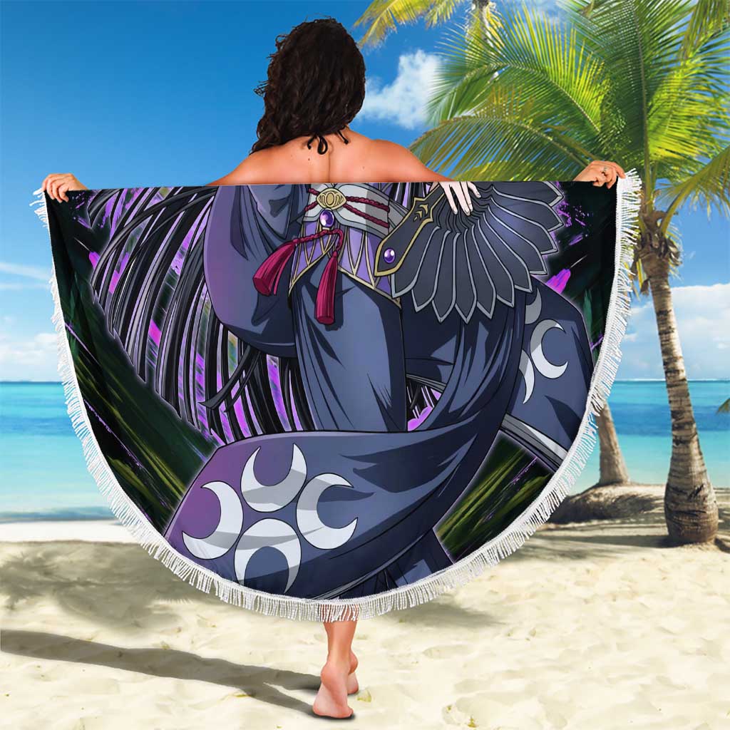 Glass The Rising of the Shield Hero Beach Blanket with Elegant Battle Kimono and Spirit Energy Circle Design - The Mazicc