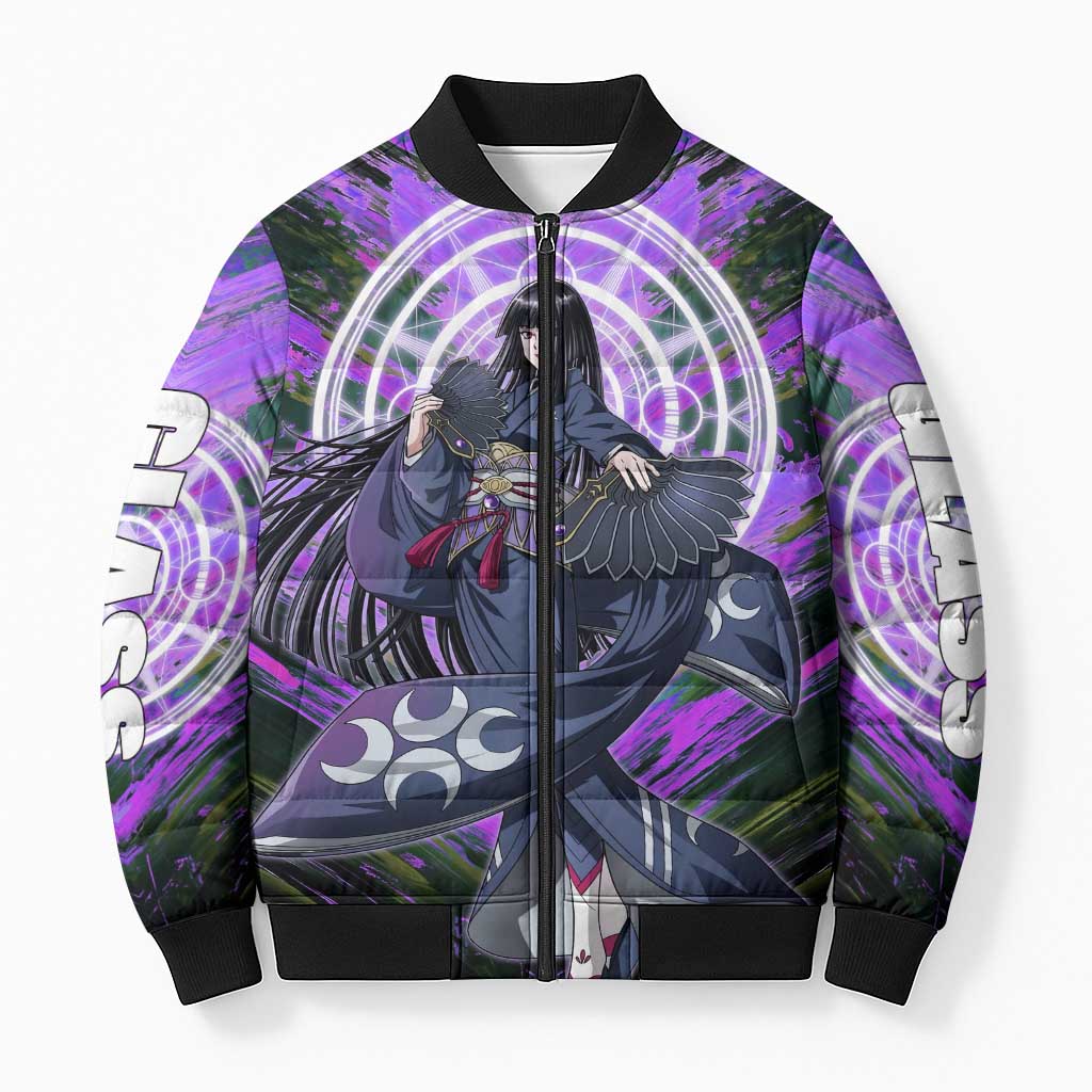 Glass The Rising of the Shield Hero Bomber Puffer Jacket with Elegant Battle Kimono and Spirit Energy Circle Design - The Mazicc