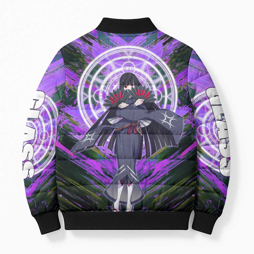 Glass The Rising of the Shield Hero Bomber Puffer Jacket with Elegant Battle Kimono and Spirit Energy Circle Design - The Mazicc