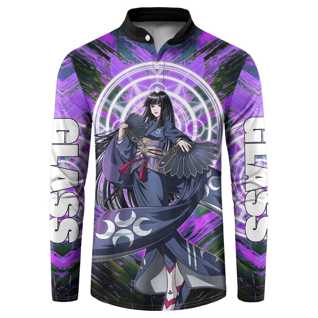 Glass The Rising of the Shield Hero Button Sweatshirt with Elegant Battle Kimono and Spirit Energy Circle Design - The Mazicc