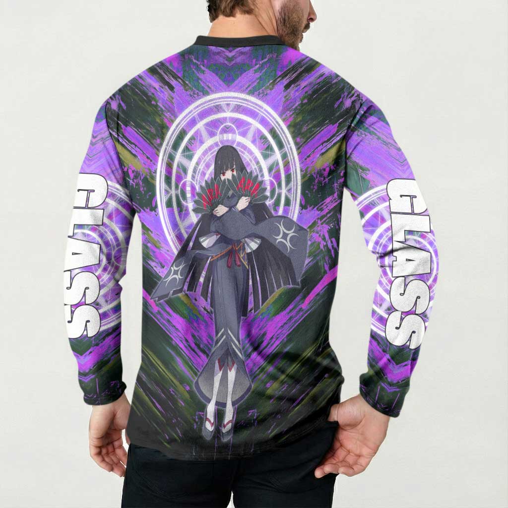 Glass The Rising of the Shield Hero Button Sweatshirt with Elegant Battle Kimono and Spirit Energy Circle Design - The Mazicc