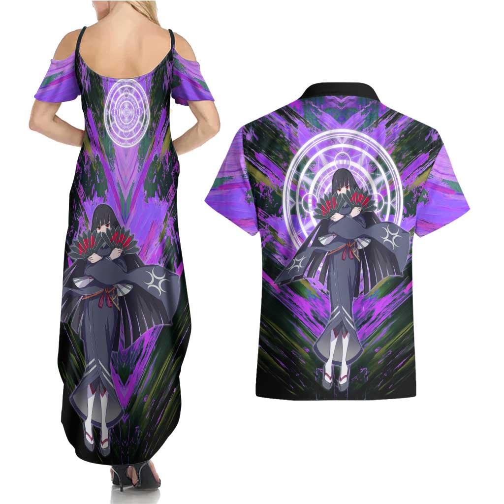 Glass The Rising of the Shield Hero Couples Matching Summer Maxi Dress and Hawaiian Shirt with Elegant Battle Kimono and Spirit Energy Circle Design - The Mazicc