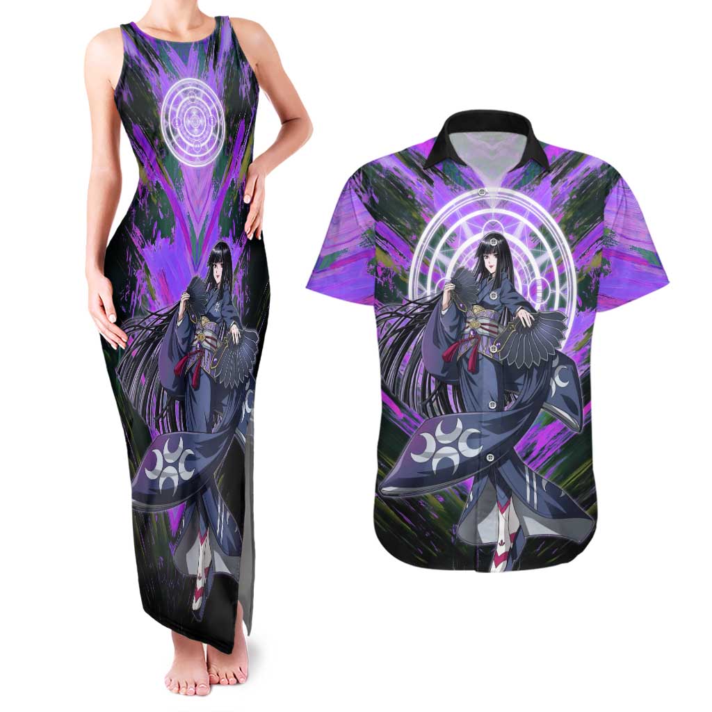 Glass The Rising of the Shield Hero Couples Matching Tank Maxi Dress and Hawaiian Shirt with Elegant Battle Kimono and Spirit Energy Circle Design - The Mazicc