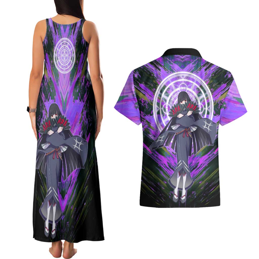 Glass The Rising of the Shield Hero Couples Matching Tank Maxi Dress and Hawaiian Shirt with Elegant Battle Kimono and Spirit Energy Circle Design - The Mazicc