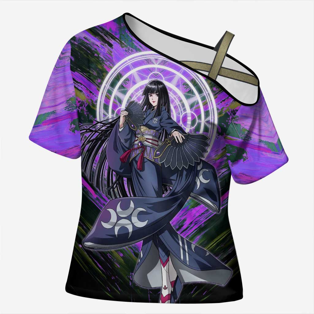 Glass The Rising of the Shield Hero Cross Shoulder Shirt with Elegant Battle Kimono and Spirit Energy Circle Design - The Mazicc