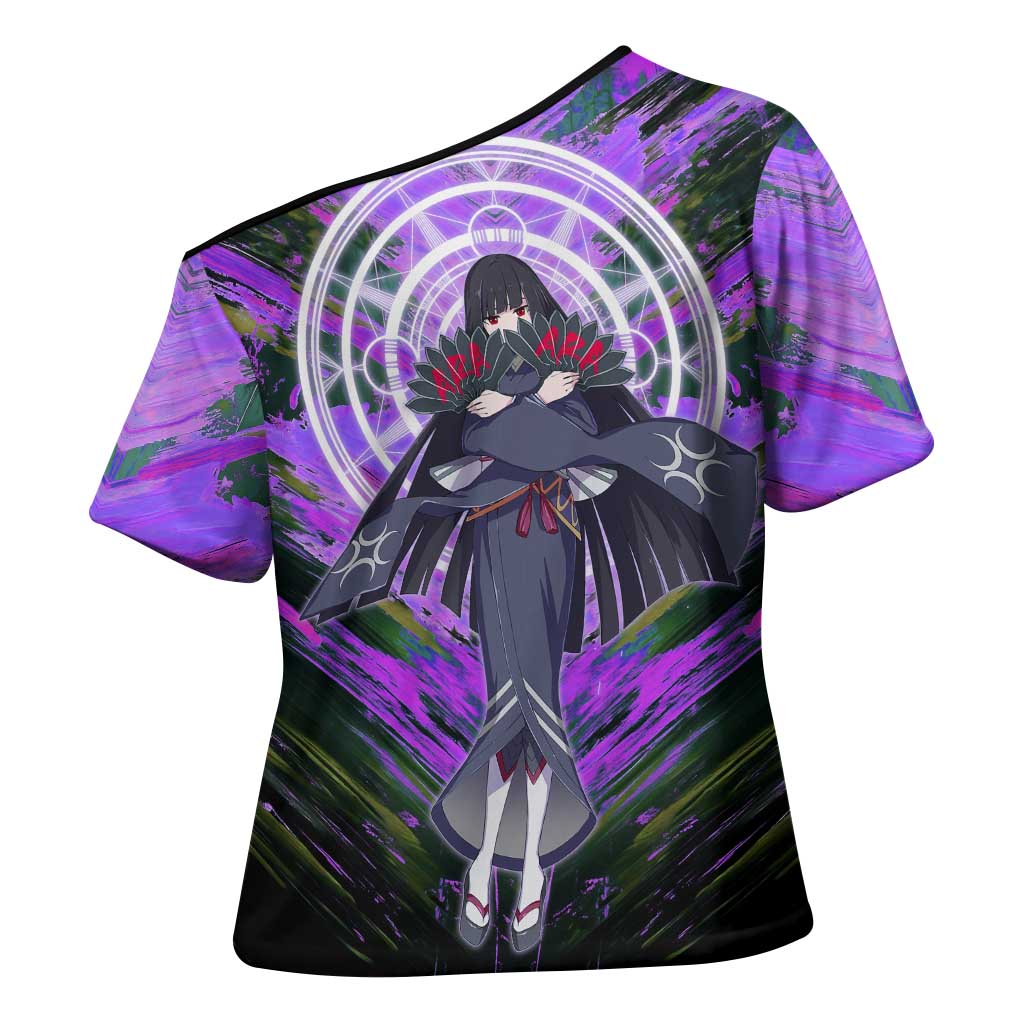 Glass The Rising of the Shield Hero Cross Shoulder Shirt with Elegant Battle Kimono and Spirit Energy Circle Design - The Mazicc