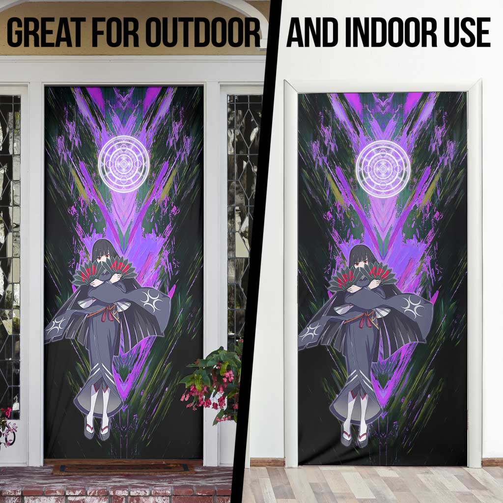 Glass The Rising of the Shield Hero Door Cover with Elegant Battle Kimono and Spirit Energy Circle Design - The Mazicc