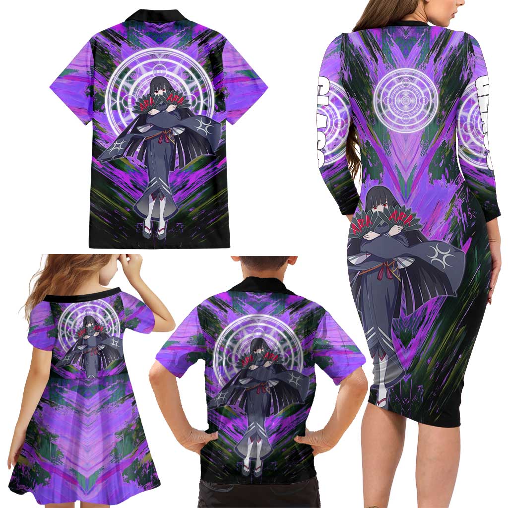 Glass The Rising of the Shield Hero Family Matching Long Sleeve Bodycon Dress and Hawaiian Shirt with Elegant Battle Kimono and Spirit Energy Circle Design